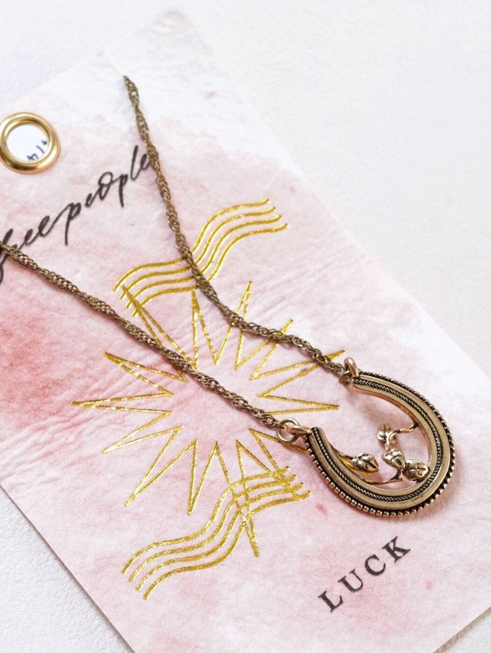 Free People Horseshoe Pendant Necklace Luck